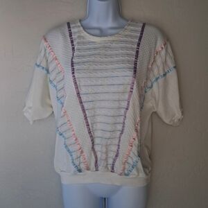 Vintage 1980s Pastel Textured Short Sleeve Relaxed Fit Shirt Women's Large